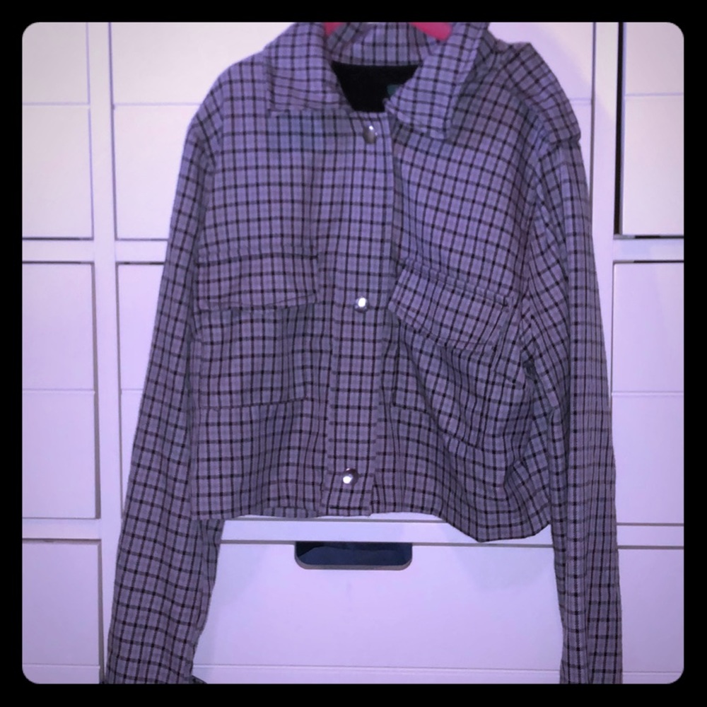 Purple and black cropped jacket size XS
